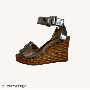 Kate Spade Silver Espadrille Wedges size 5